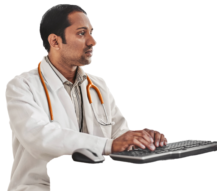 Photo of a doctor using a computer